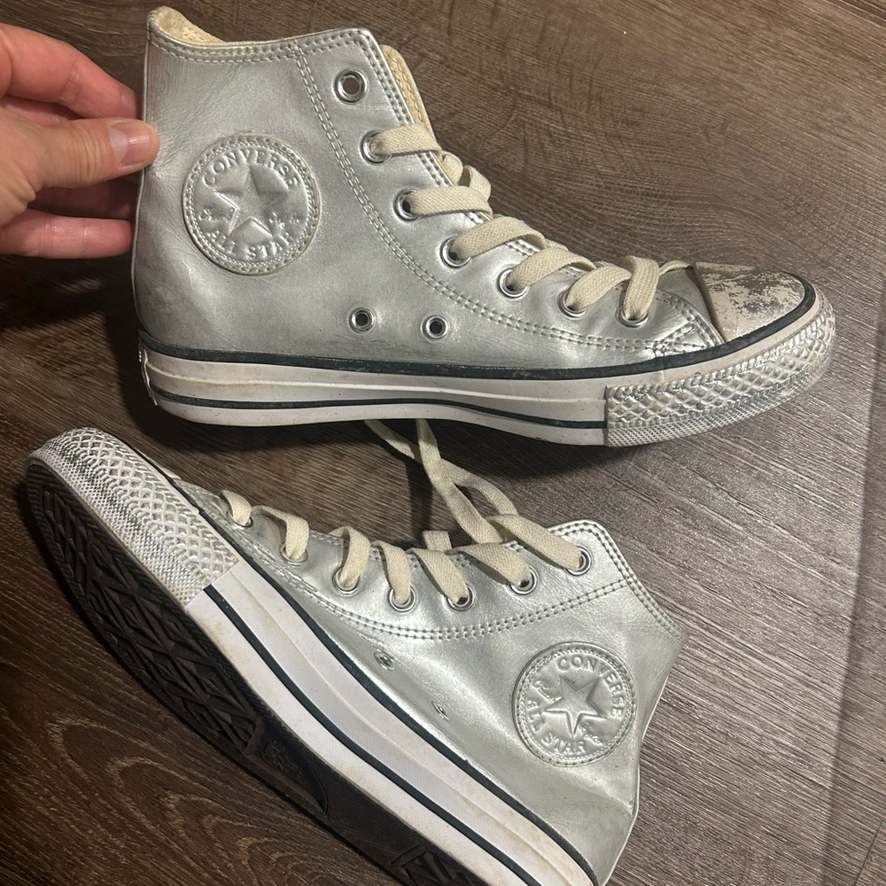 Converse Silver High-Top Sneakers vintage